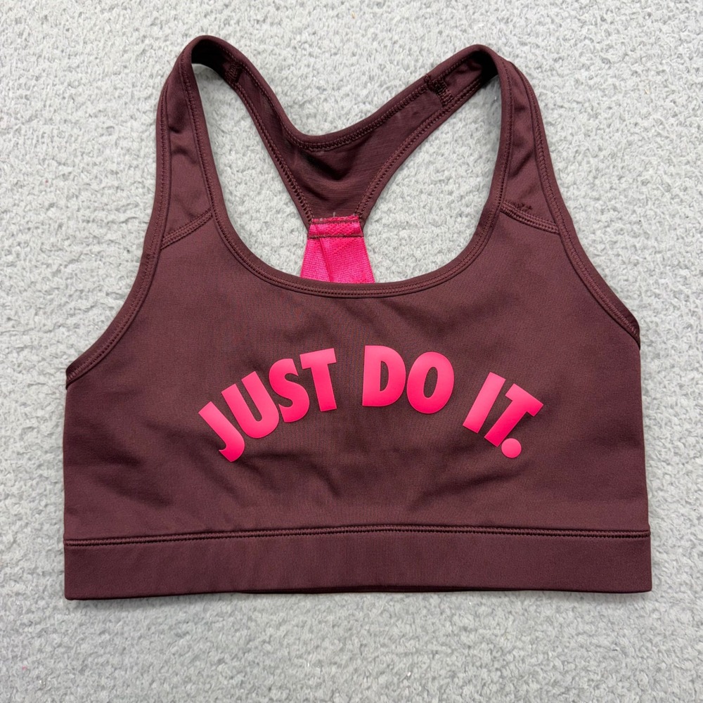 Nike 924813-652 Womens Medium Burgundy Just Do It Racerback Sports Bra